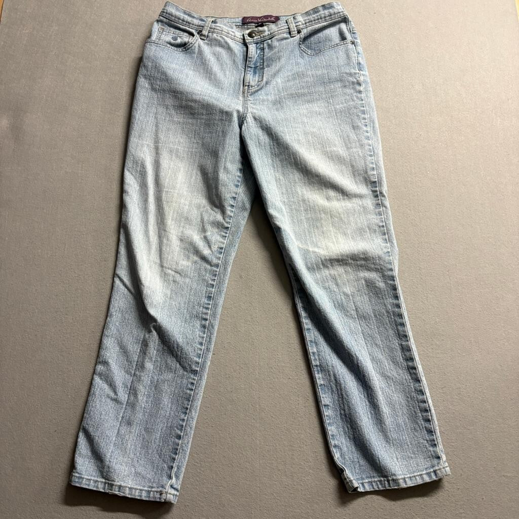 Gloria Vanderbilt Amanda Jeans Womens 12P Blue Denim High Rise Straight Leg