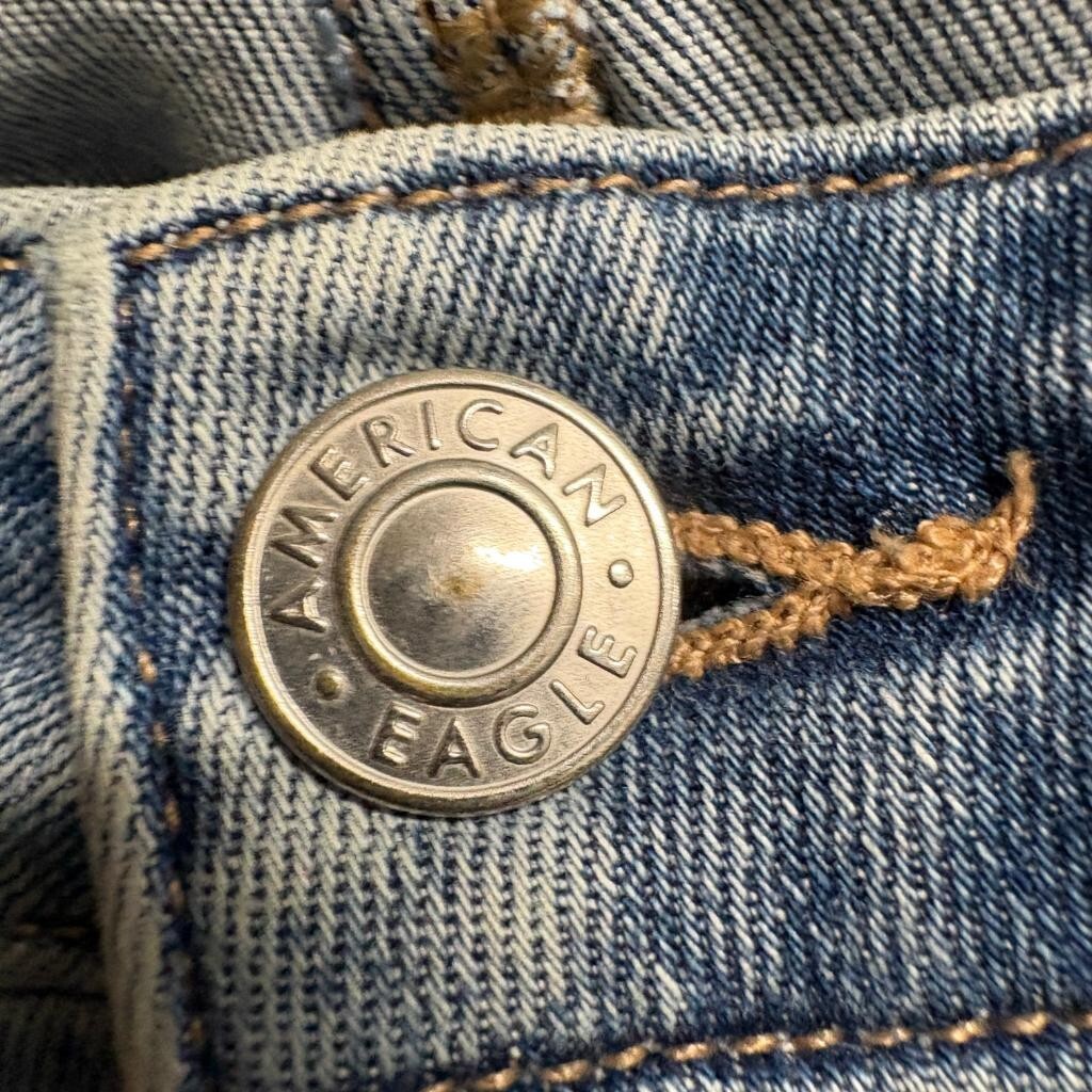 American Eagle Festival Flare Jeans Womens 8 Next Level Stretch Raw Hem Blue