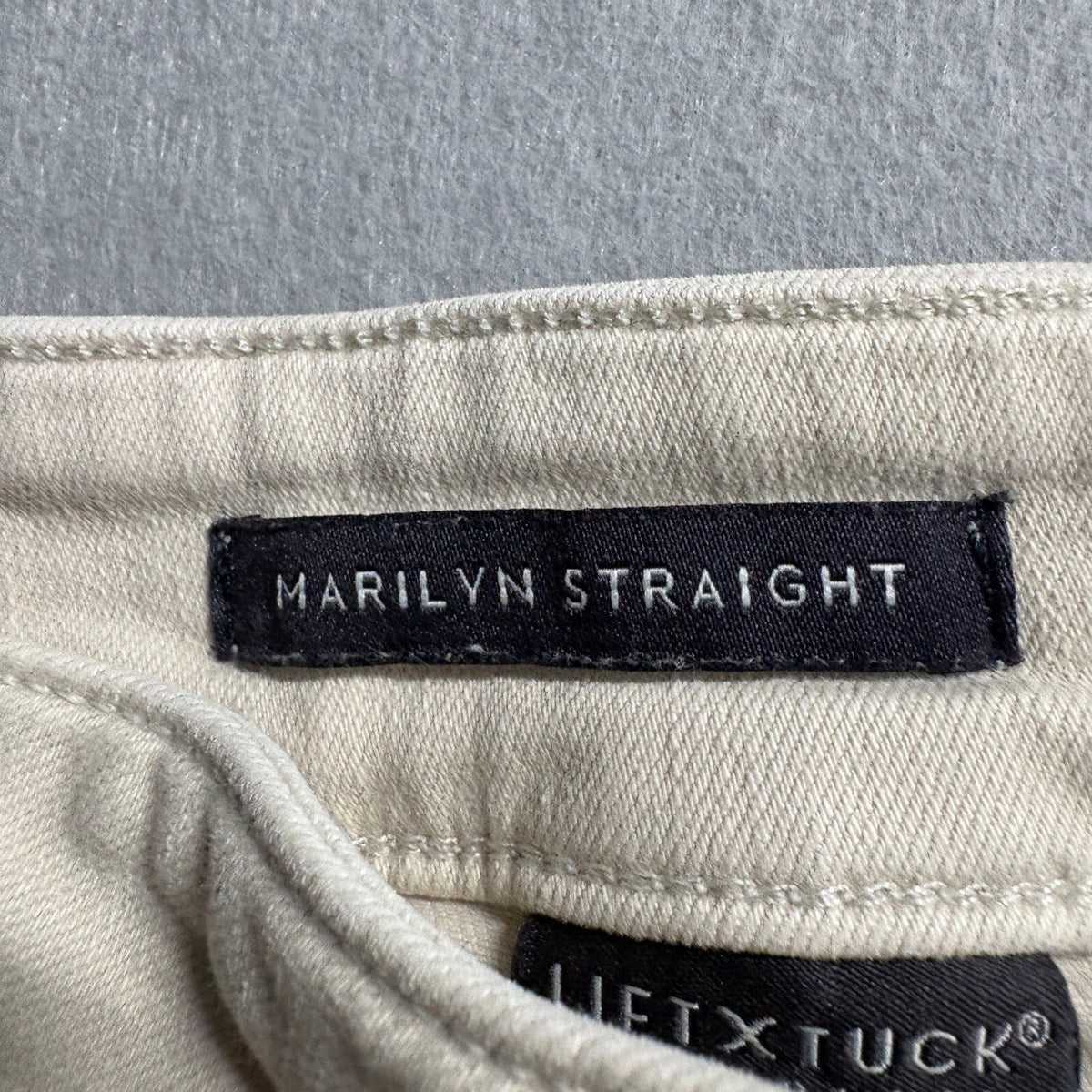 NYDJ Marilyn Straight Leg Jeans Womens Size 14 Beige Khaki Lift Tuck Denim