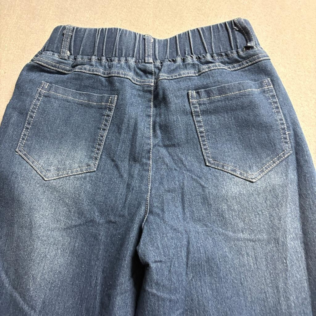 Unbranded Girls Wide Leg Jeans Size XS Blue Denim Elastic Waist Pull On Pants