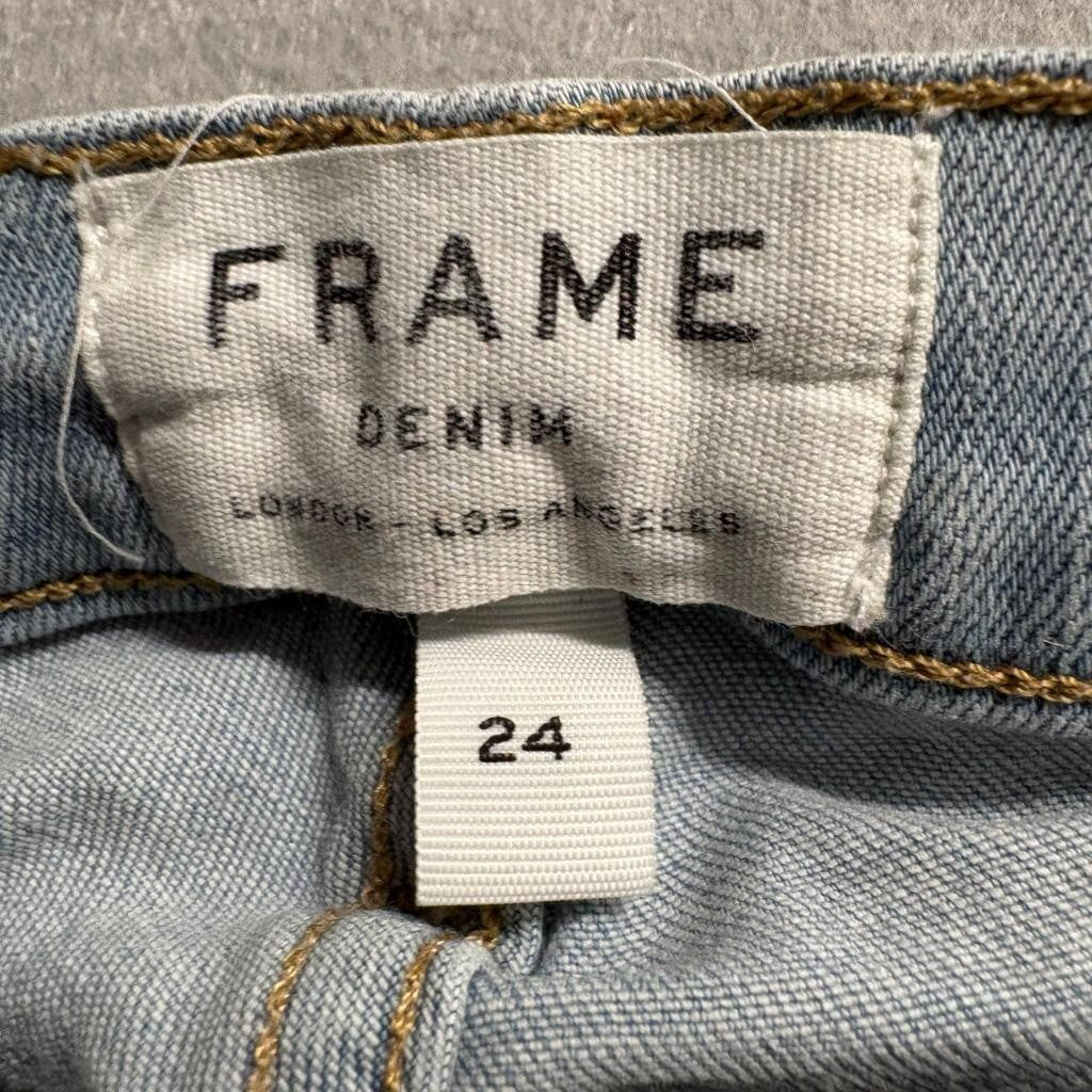 Frame Denim Le Skinny de Jeanne Crop Jeans Womens 24 Light Wash Raw Hem Turkey