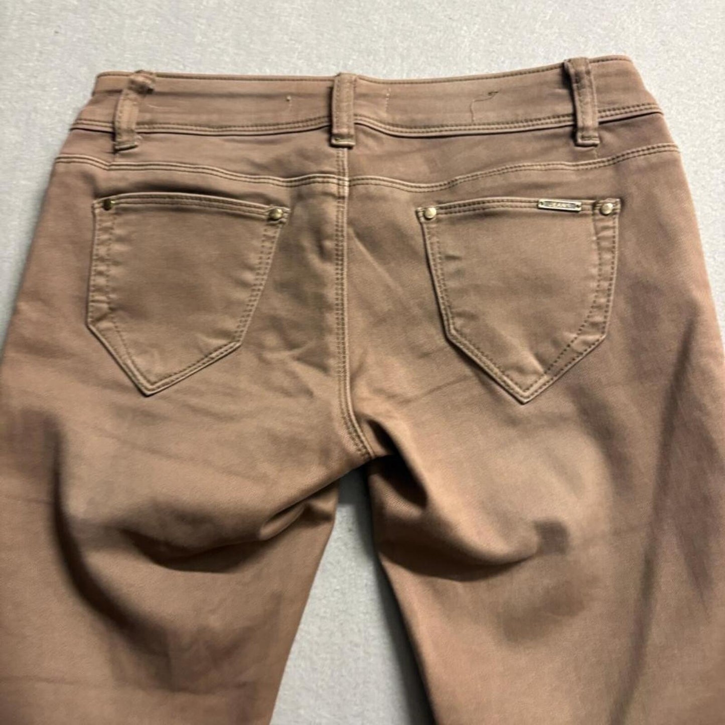 Miss Bonbon Skinny Jeans Womens Size S Brown Stretch Cuffed Denim Low Rise