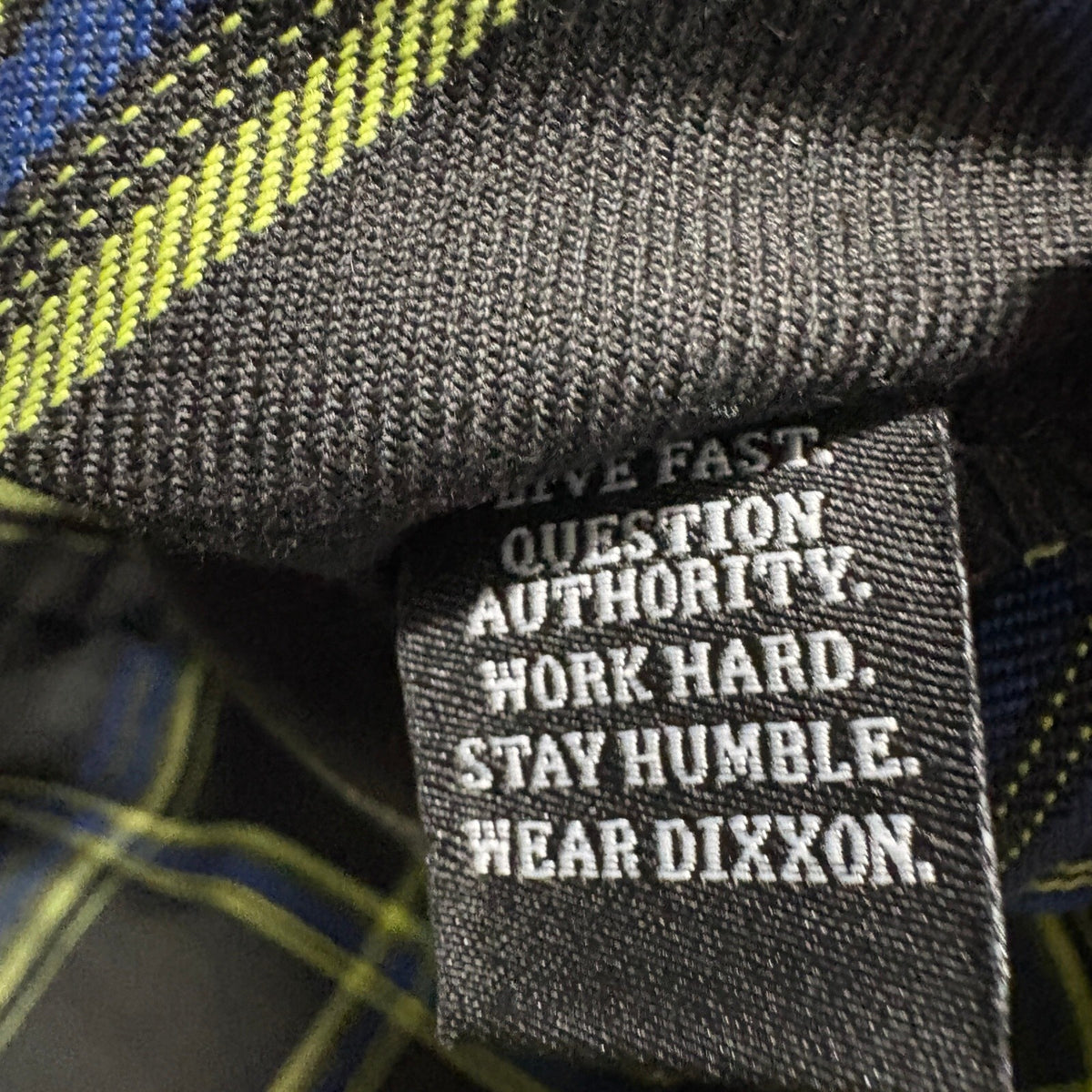 Dixxon Infectious Grooves Flannel Shirt Mens XL Black Yellow Blue Plaid Long