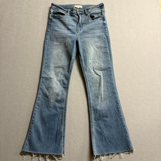 Harper Heritage High Rise Kick Crop Jeans Womens Size 28 Blue Raw Hem Stretch
