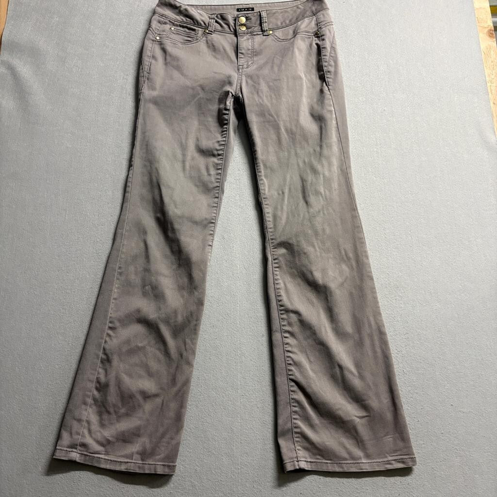 IMAN Global Chic Womens Size 8 Gray Bootcut Stretch Pants Cotton Blend