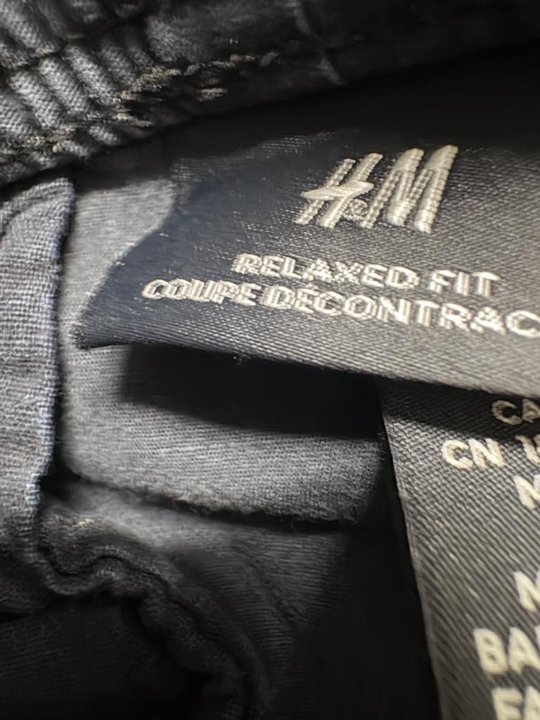 H&M Relaxed Fit Cargo Pants Mens Medium Gray Cotton Blend Drawstring Jogger
