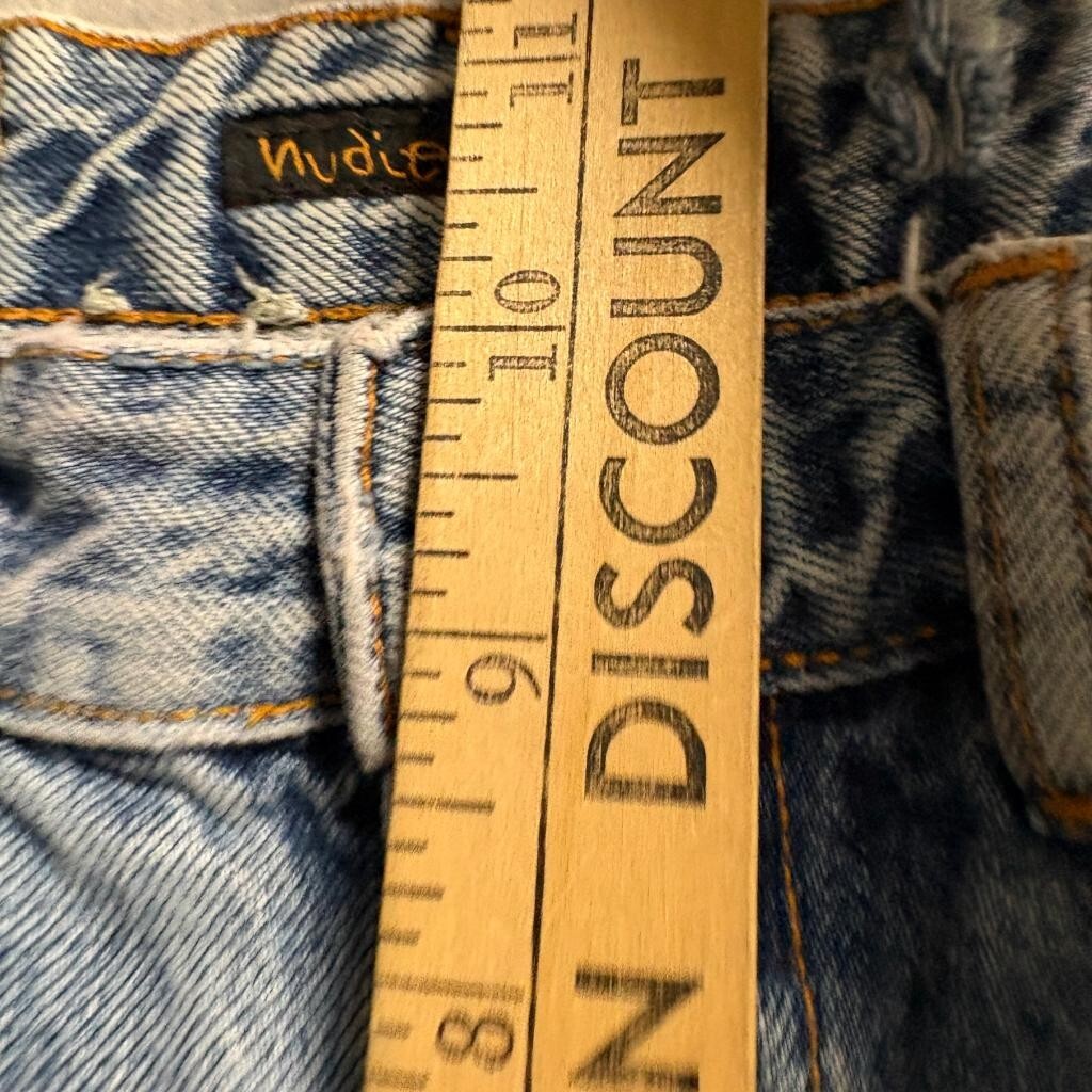 Nudie Jeans Co Mens 28x30 Blue Denim 100% Organic Cotton Straight Leg Jeans