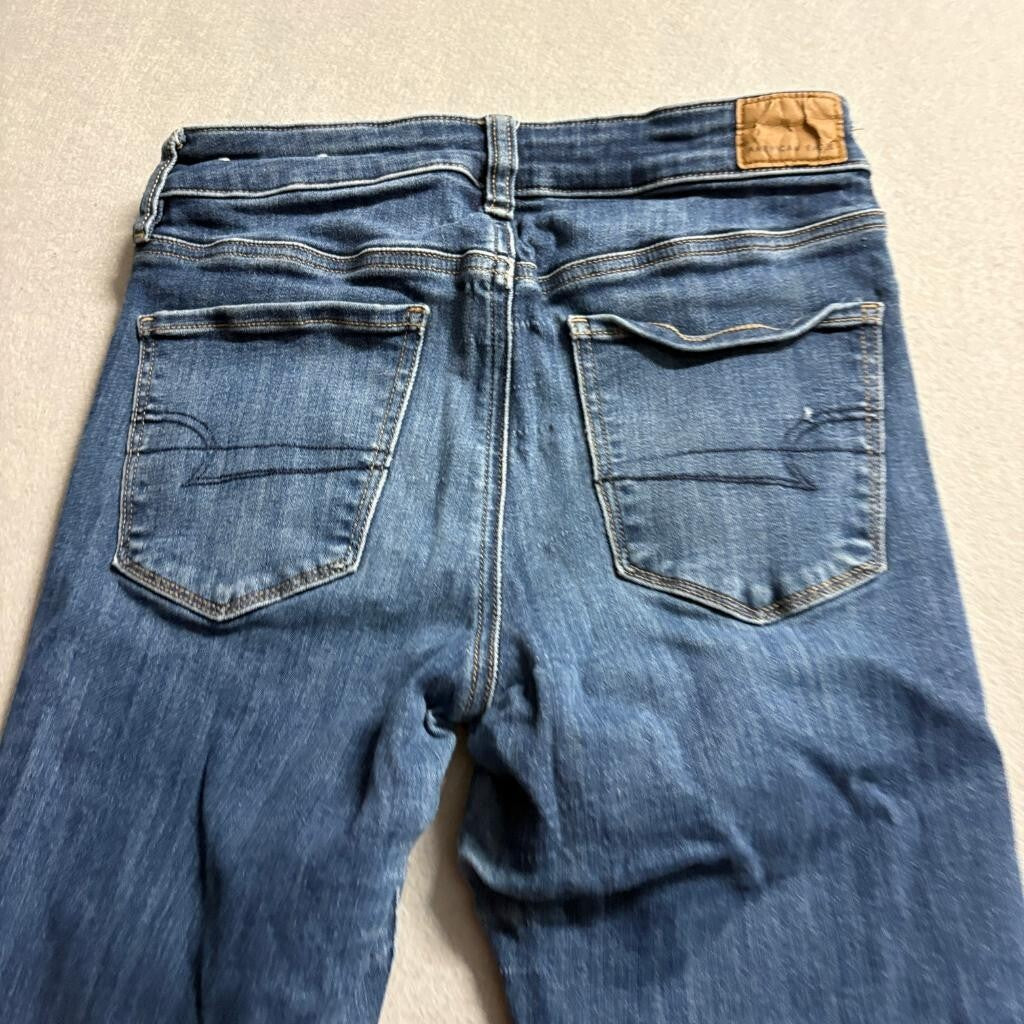 American Eagle Next Level Stretch Skinny Jeans Womens 6 Short Blue Denim