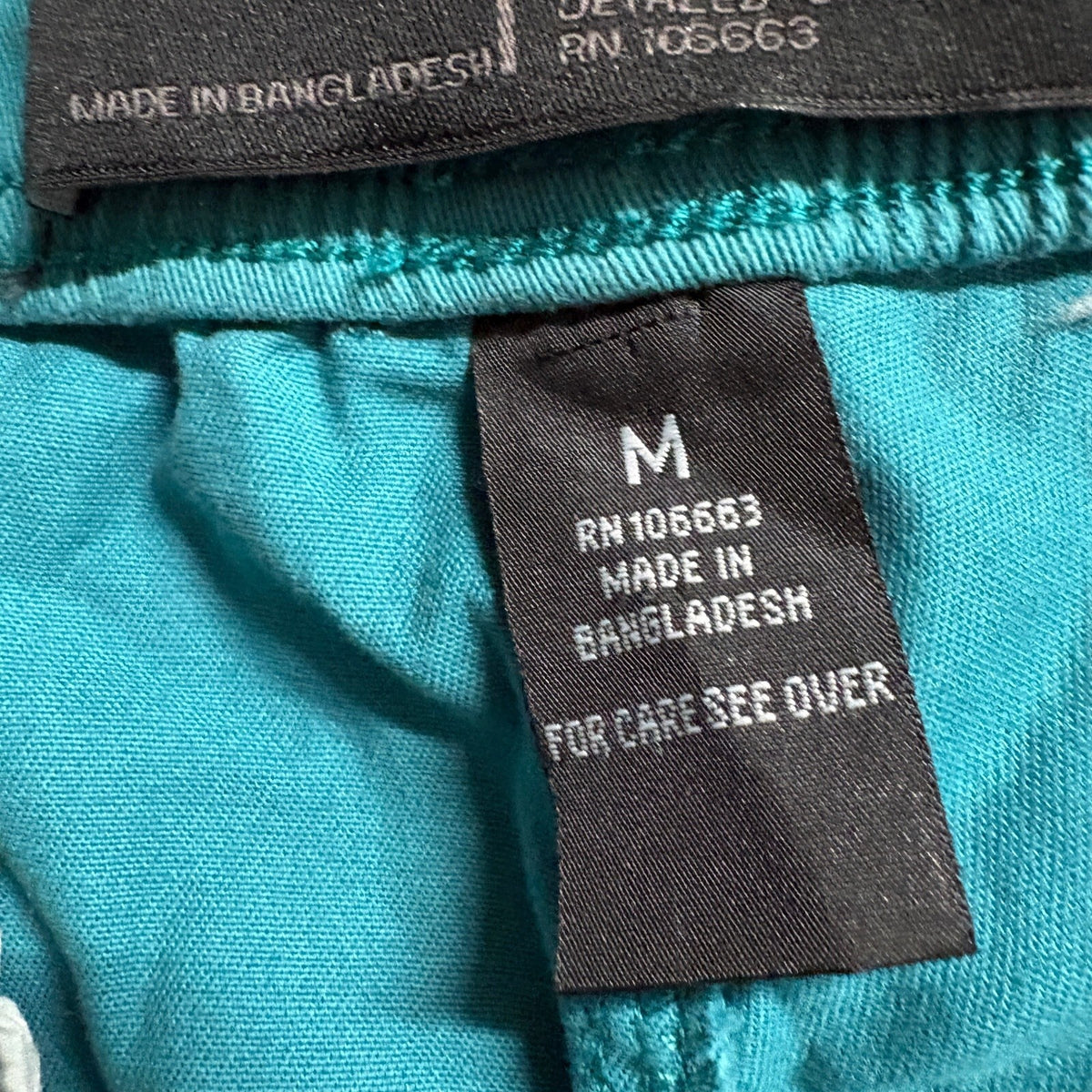 WT02 New York Mens Jogger Pants Medium Teal Green Cotton Stretch Elastic Waist