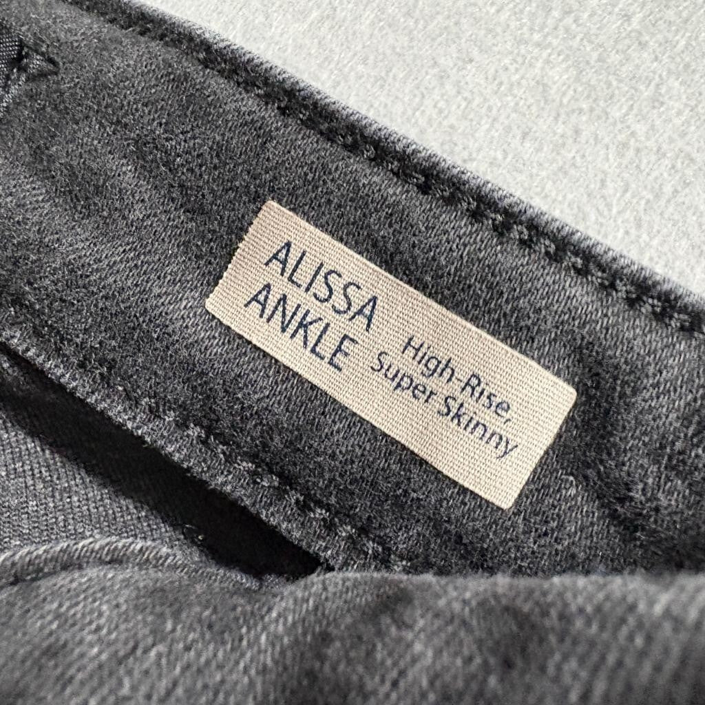Mavi Alissa Ankle Jeans Womens 25 Black High Rise Super Skinny Rhinestone Stripe