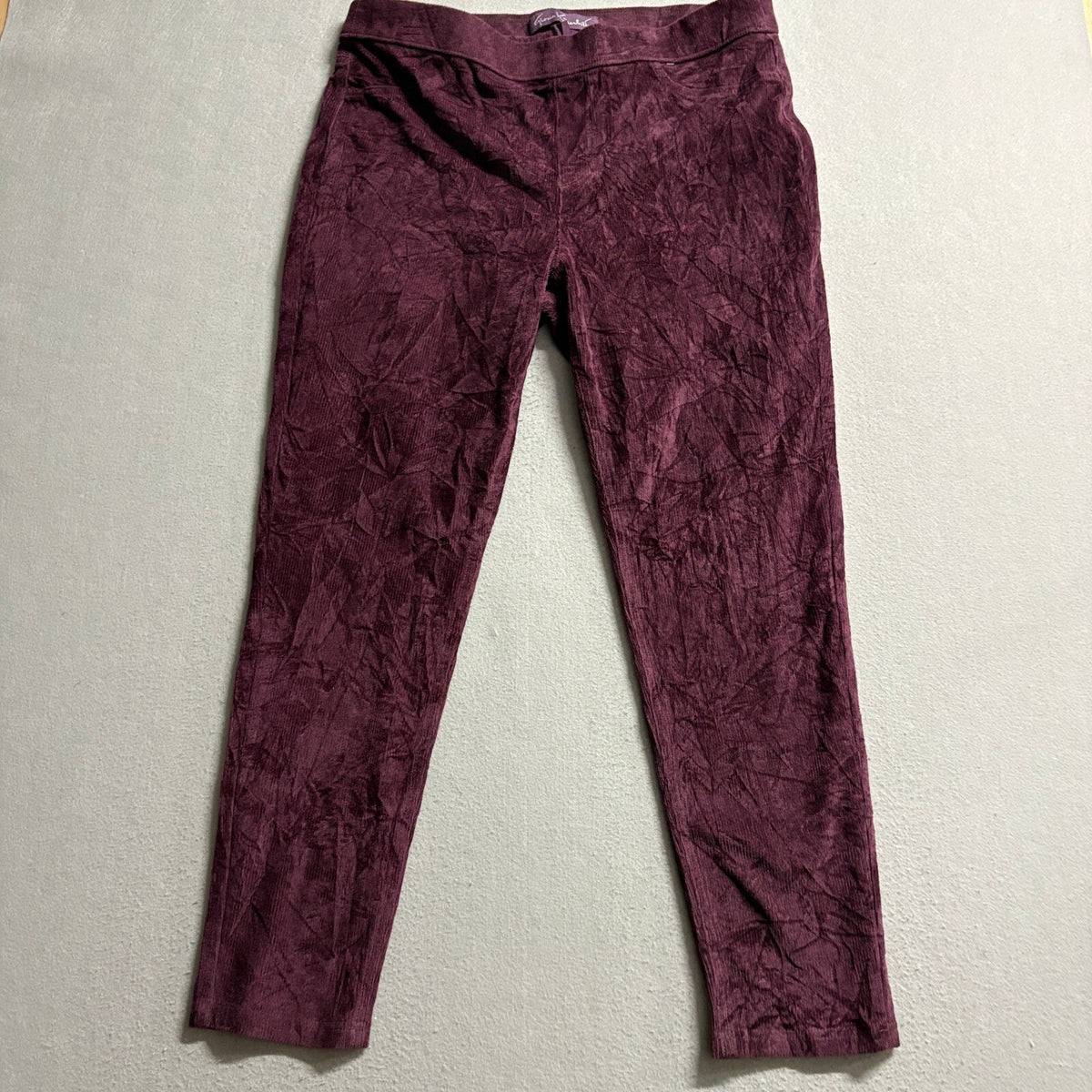 Gloria Vanderbilt Corduroy Pants Womens XL Purple Stretch Elastic Waist Leggings