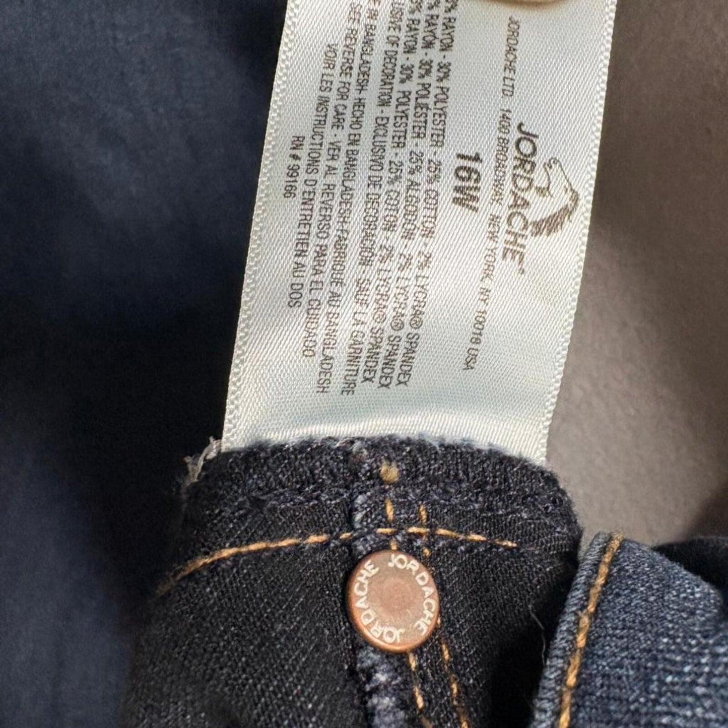 Jordache Skinny Jeans Womens 16W Dark Wash Blue Stretch Denim High Rise