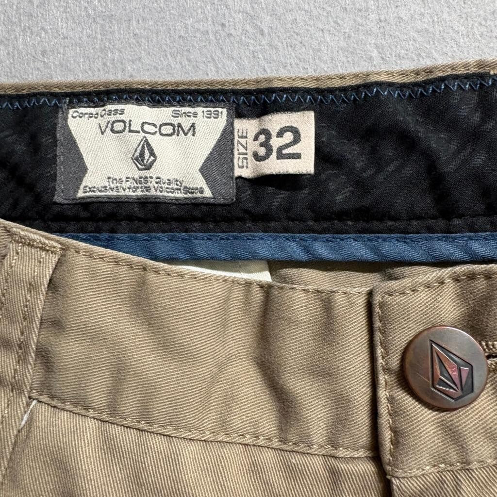 Volcom Frickin Modern Chino Shorts Mens 32 Khaki Tan Stretch Skate Casual