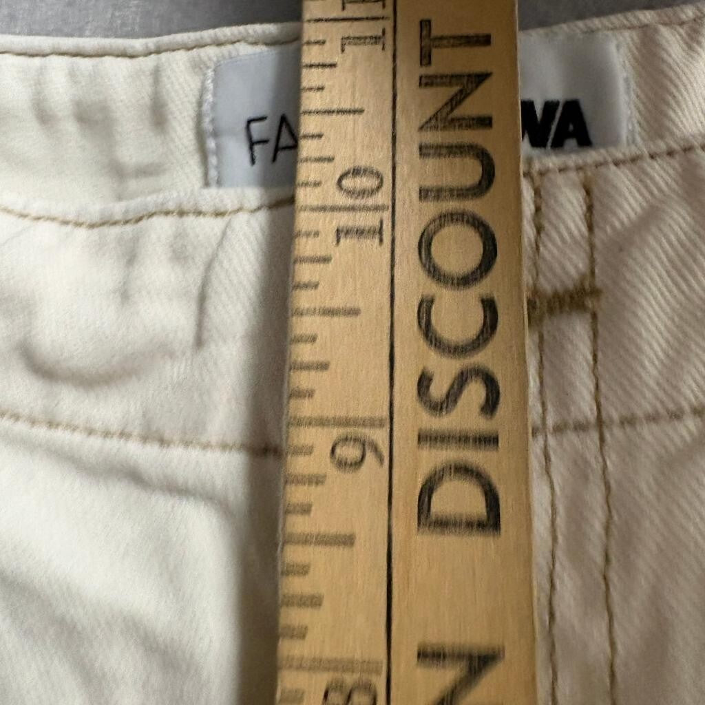 Fashion Nova Carpenter Pants Womens 13 Cream Beige Denim Utility Cargo Wide Leg