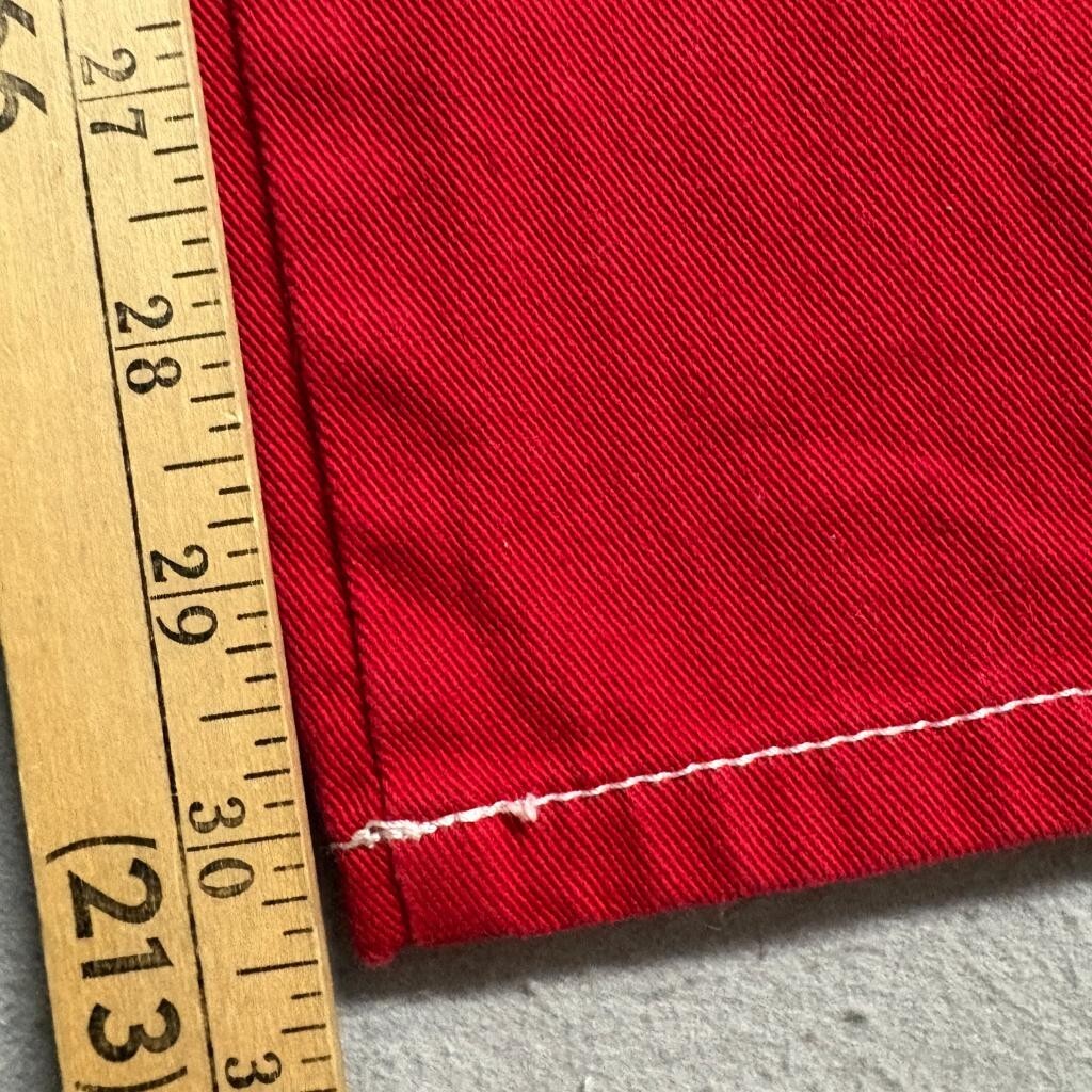 Dickies Girl Carpenter Jeans Womens Size 7/28 Red Denim White Contrast Stitch