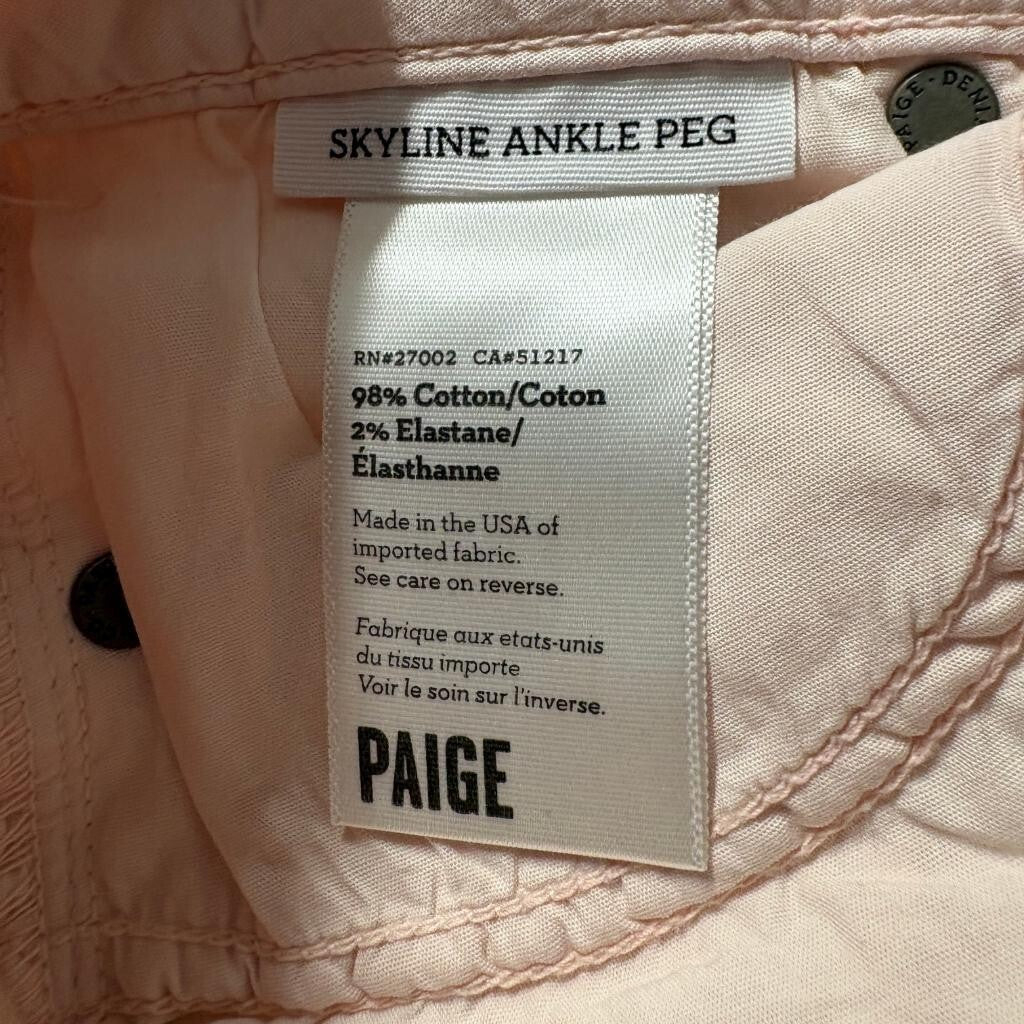Paige Skyline Ankle Peg Jeans Womens 26 Pink Distressed Ripped Denim Stretch