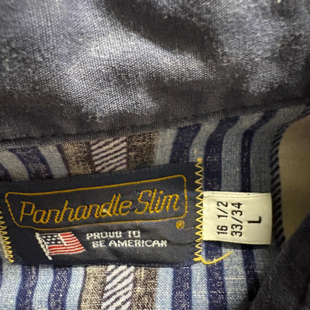 Panhandle Slim Western Shirt Mens Large Colorblock Southwestern Aztec Blue