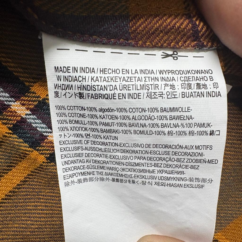 Vans Off The Wall Plaid Flannel Shirt Womens XL Mustard Yellow Purple Cotton
