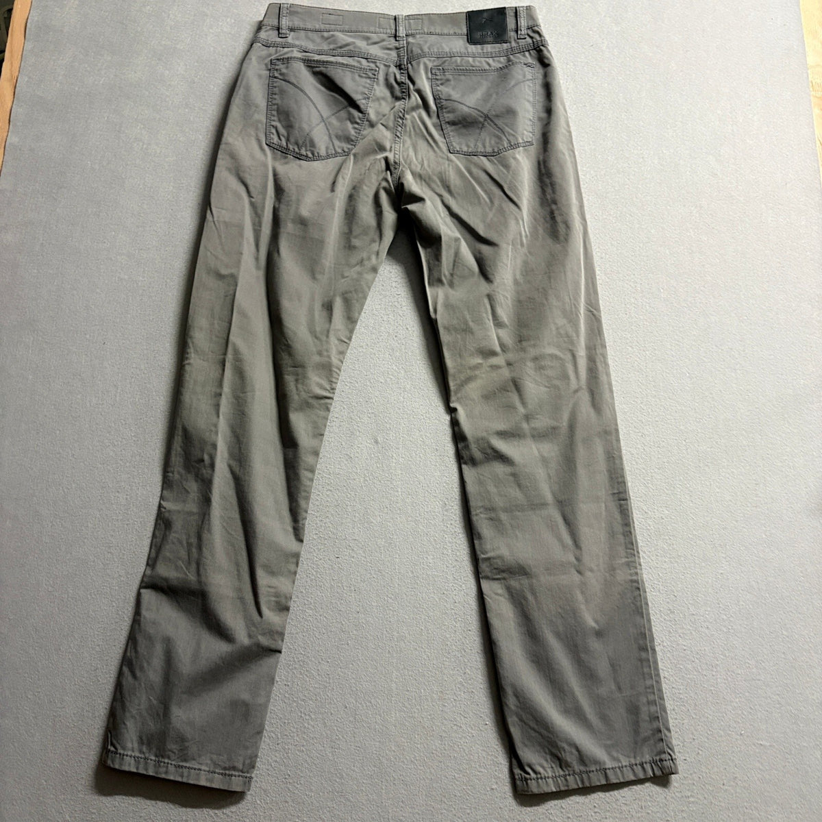 Brax Cooper Regular Fit Pants Mens 32x32 Gray Cotton Blend Chino Straight Leg