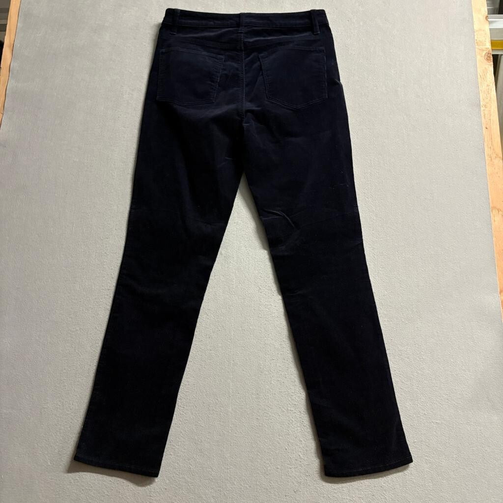 Talbots Corduroy Pants Womens 8 High Waist Straight Leg Navy Blue Stretch