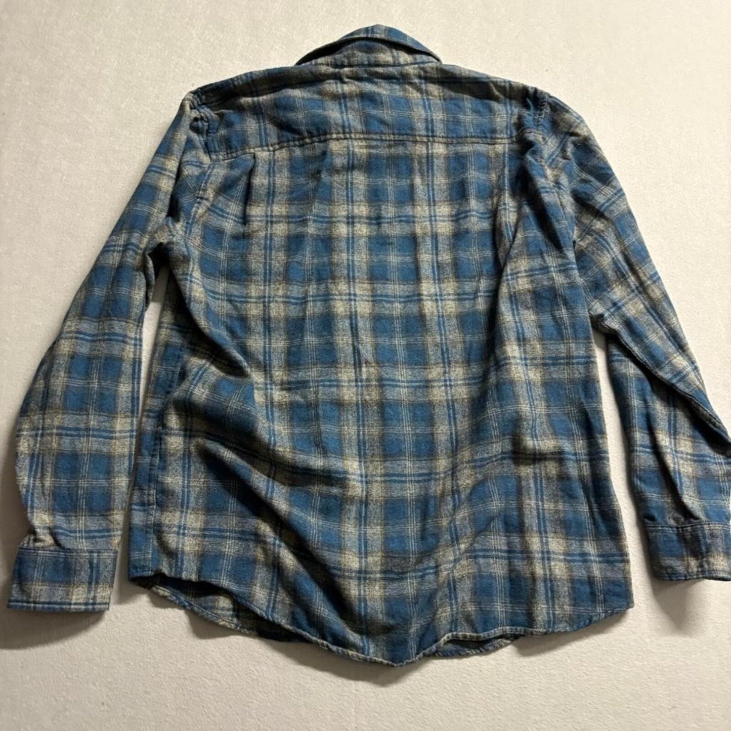 Weatherproof Vintage Flannel Shirt Mens Large Blue Plaid Long Sleeve Button Up