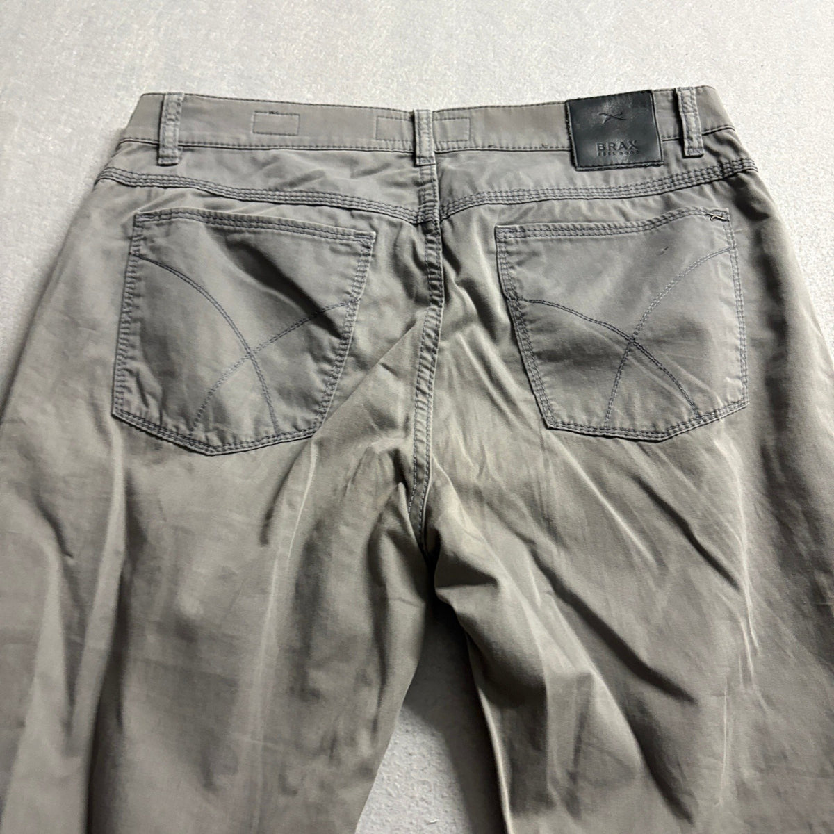 Brax Cooper Regular Fit Pants Mens 32x32 Gray Cotton Blend Chino Straight Leg
