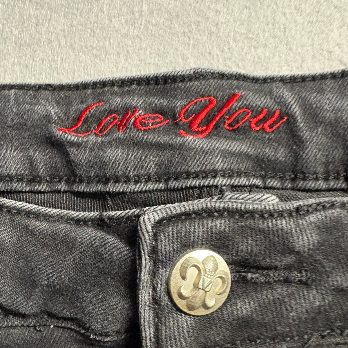 Love You Jeans Womens 13/14 Black Embroidered Rhinestone Pocket Bootcut Stretch