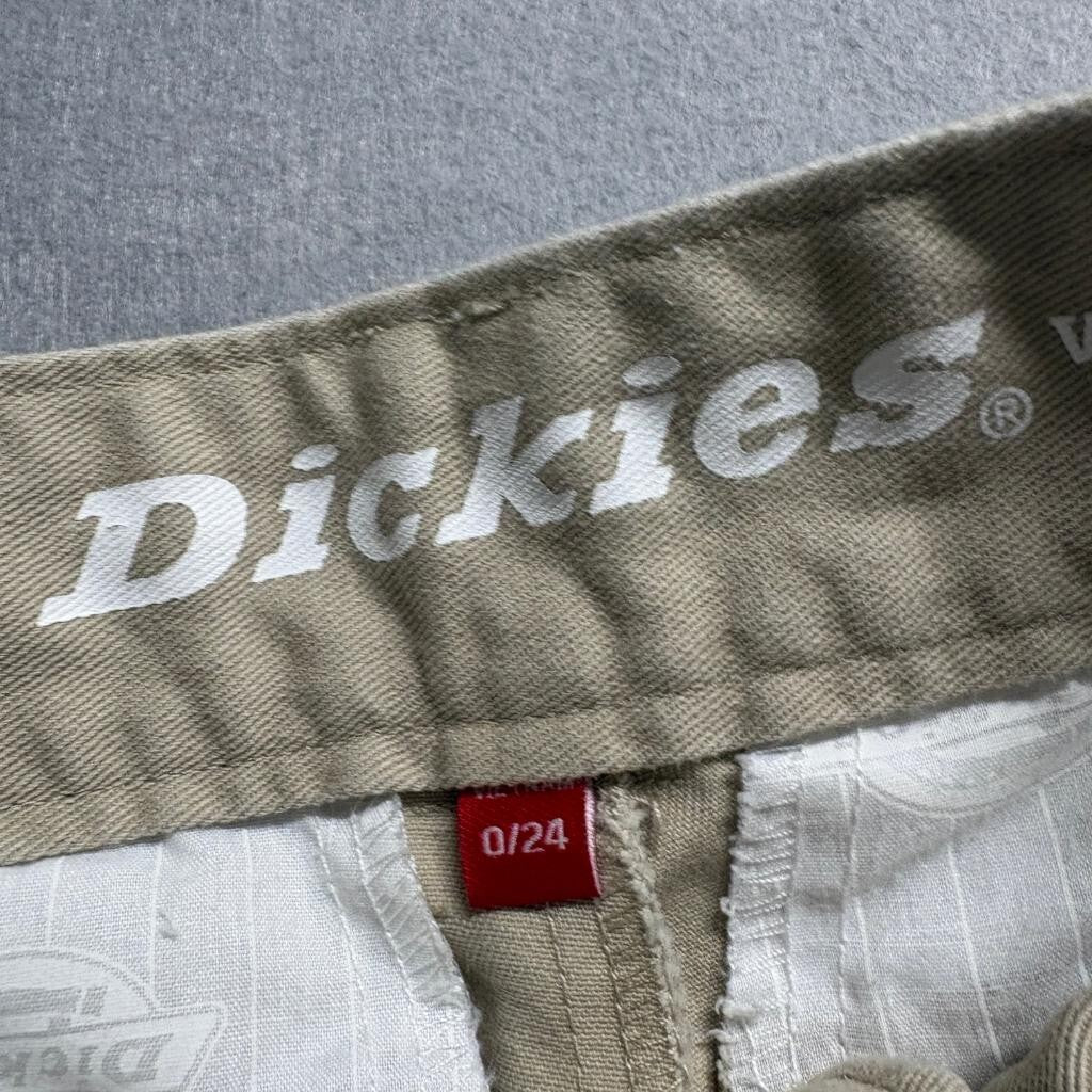 Dickies Girl Worker Crop Roll Hem Pants Womens Size 0/24 Khaki Chino Beige