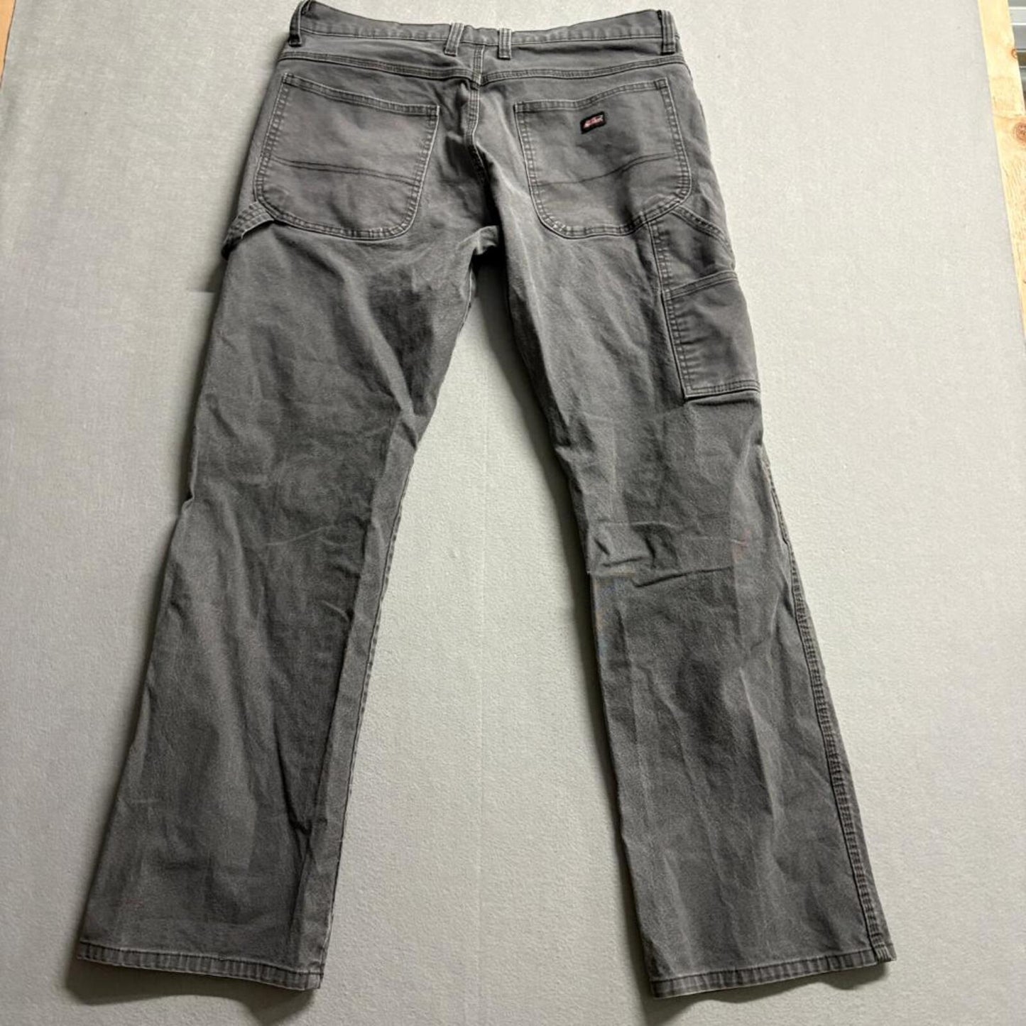 Genuine Dickies Mens Carpenter Pants 34x32 Gray Canvas Utility Workwear
