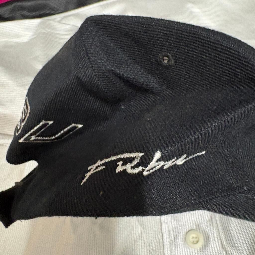 Vintage FUBU The Collection Baseball Jersey Shorts Hat 3 Piece Set Mens XL White
