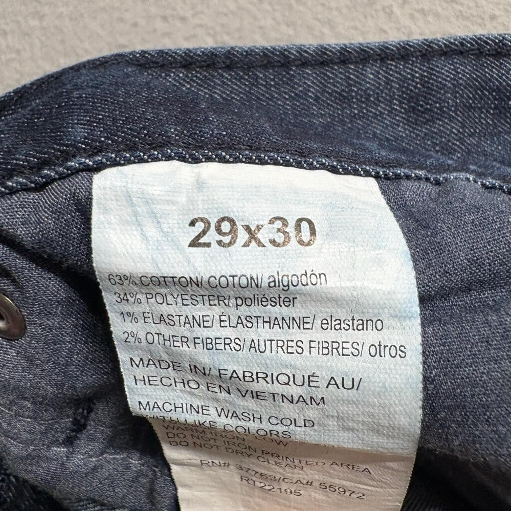 Perry Ellis Mens Jeans 29x30 Dark Wash Blue Denim Stretch Straight Leg