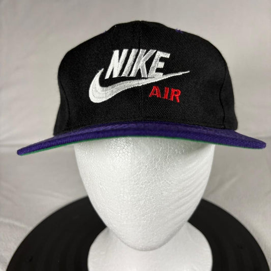 Vintage Nike Air Snapback Hat Mens One Size Black Purple Green Under Visor Korea