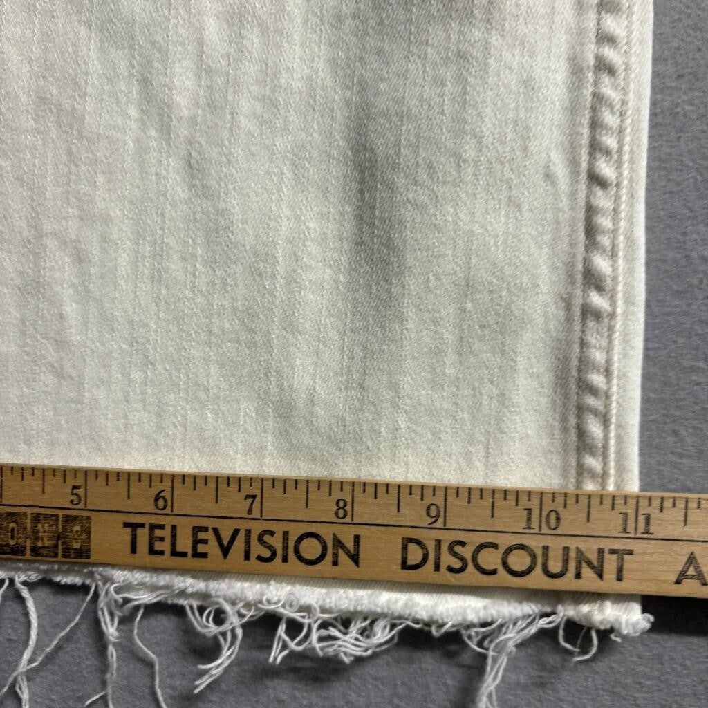 ee:some Los Angeles Wide Leg Jeans Womens Small Off White Raw Hem Stretch Denim