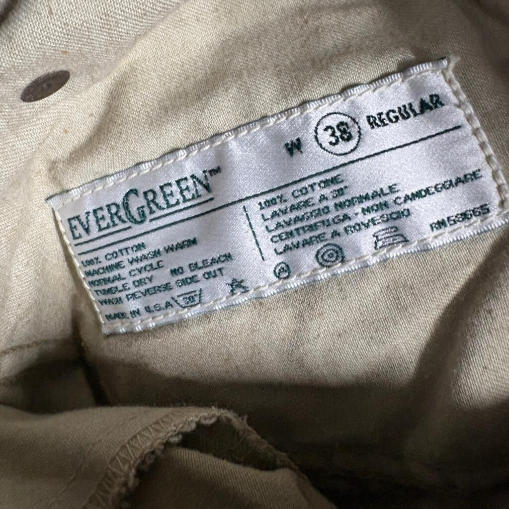 Evergreen Jeans Mens 38 Regular Khaki Brown Cotton Loose Straight Chino Pants