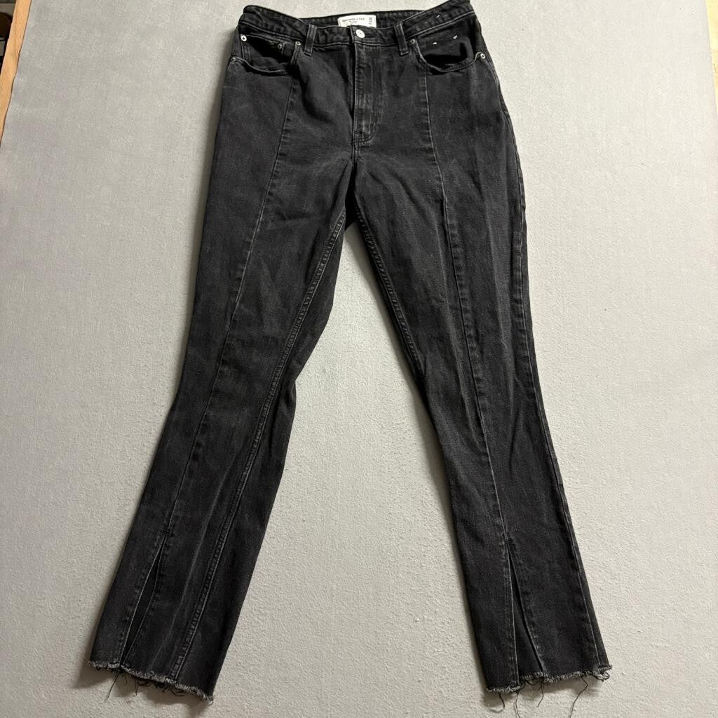 Abercrombie & Fitch Curve Love Skinny High Rise Jeans Womens 30/10R Black Raw