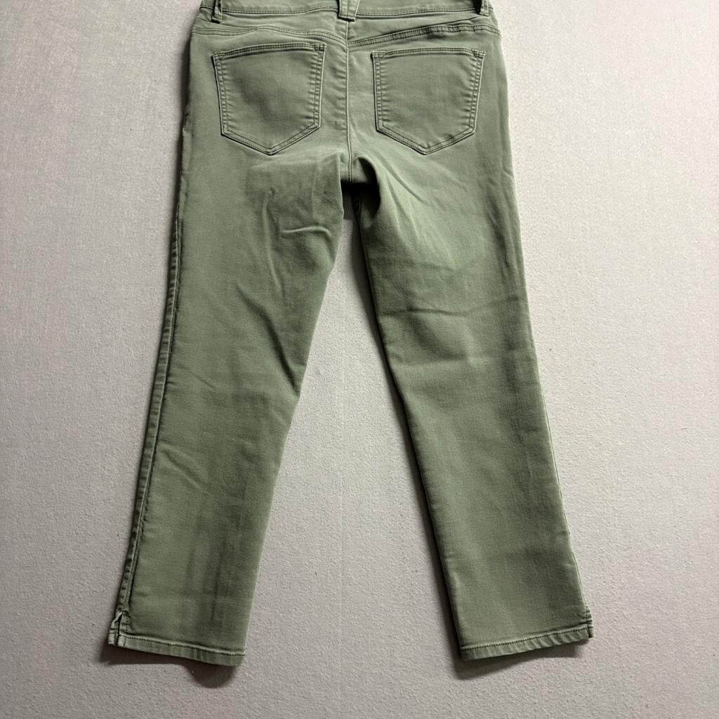 G.H. Bass & Co Women Jeans Size 12 Olive Green Stretch Ankle Crop Skinny Denim
