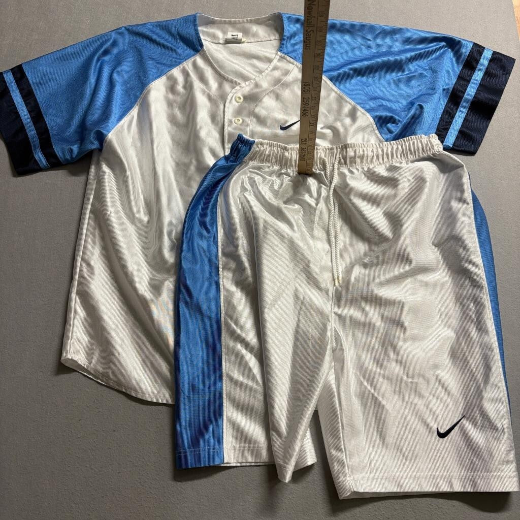 Vintage Nike Made in Italy Baseball Jersey and Shorts Set Mens Small White Blue