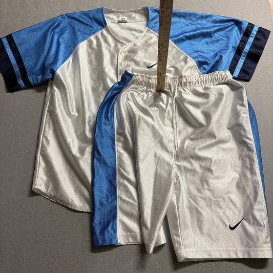 Vintage Nike Made in Italy Baseball Jersey and Shorts Set Mens Small White Blue