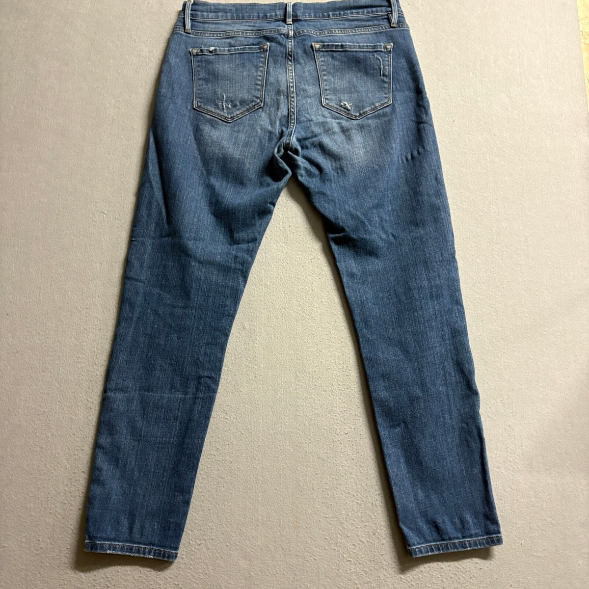 FRAME Denim Le Garcon Slim Boyfriend Jeans Womens Size 28 Azure Distressed Blue