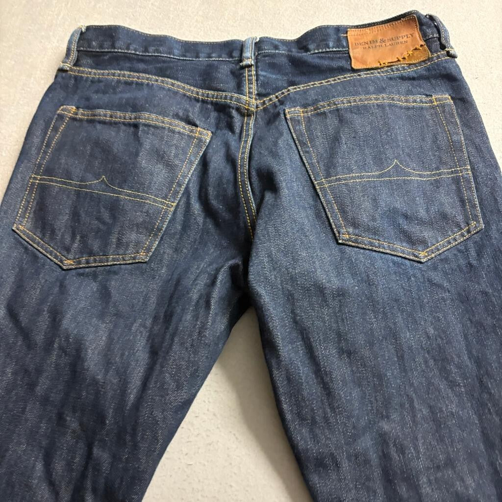 Denim & Supply Ralph Lauren Jeans Mens 33x32 Dark Wash Straight Fit Blue Cotton