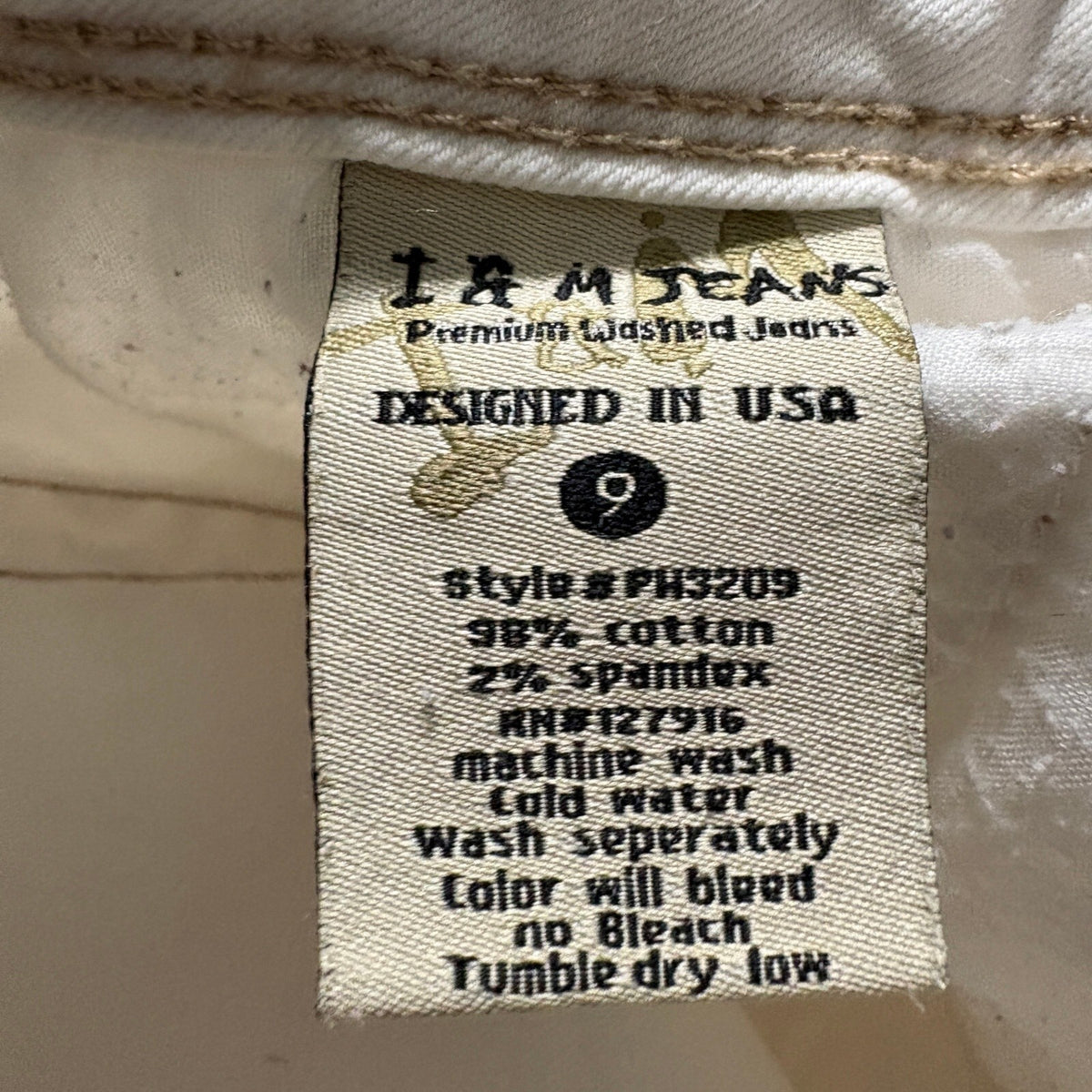 I & M Premium Jeans Womens Size 9 White Distressed Ripped Denim Stretch Pants