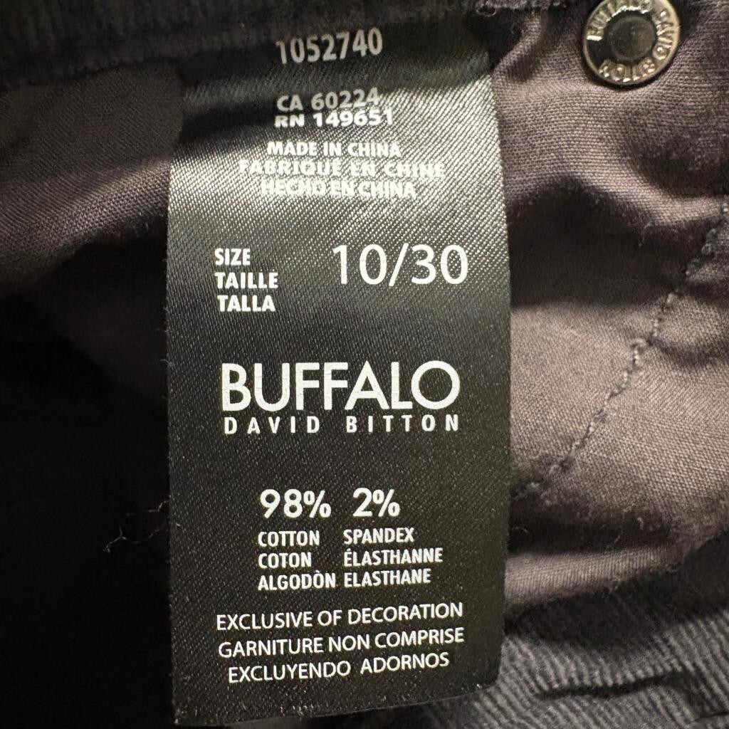 Buffalo David Bitton Corduroy Pants Womens 10/30 Gray Stretch Skinny Leg