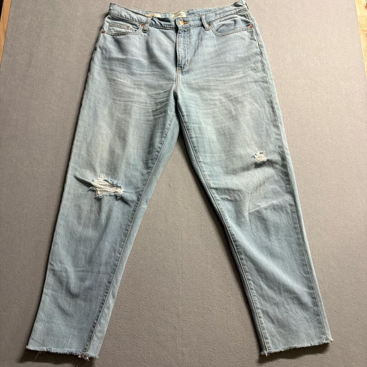 Universal Thread Boyfriend Jeans Womens 12R Light Wash Distressed Raw Hem Cotton