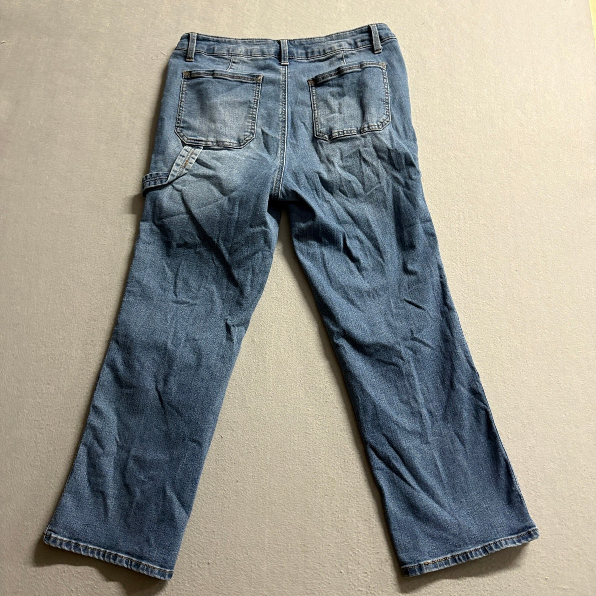 1822 Denim Carpenter Jeans Womens Size 12 Blue Double Knee Utility Straight Leg