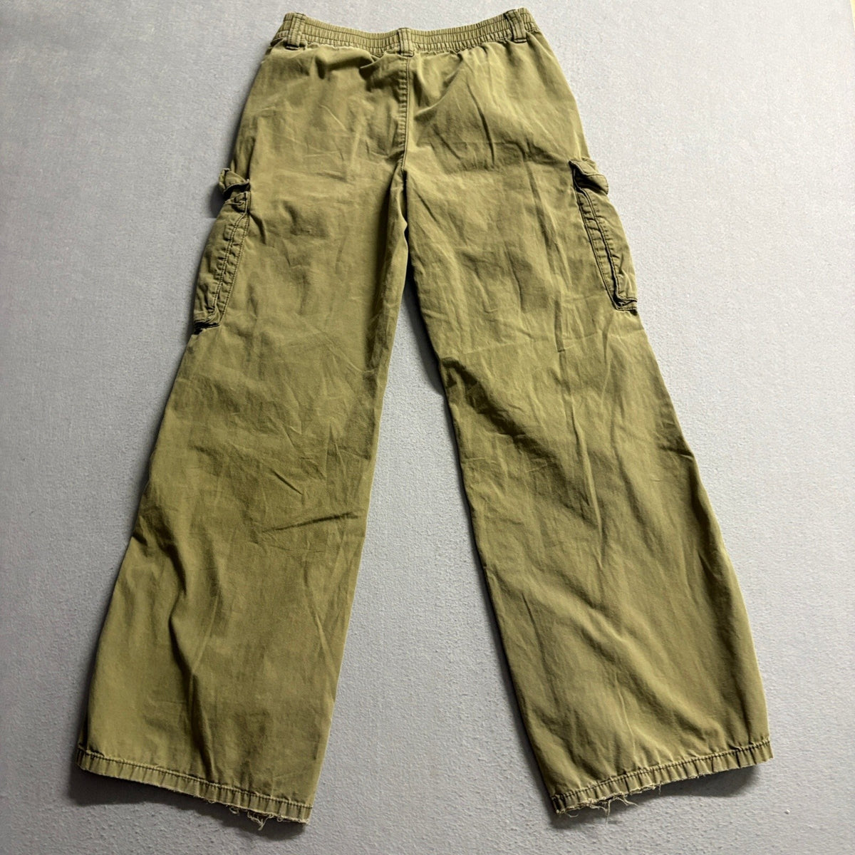 Divided H&M Cargo Pants Womens Size 0 Olive Green Wide Leg High Rise Y2K Cotton