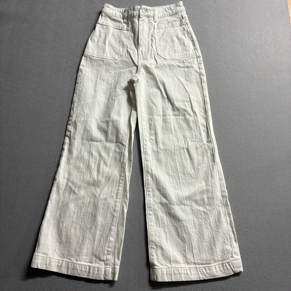 Rolla's Womens High Rise Wide Leg Sailor Jeans Size 25 Off White Cream Denim