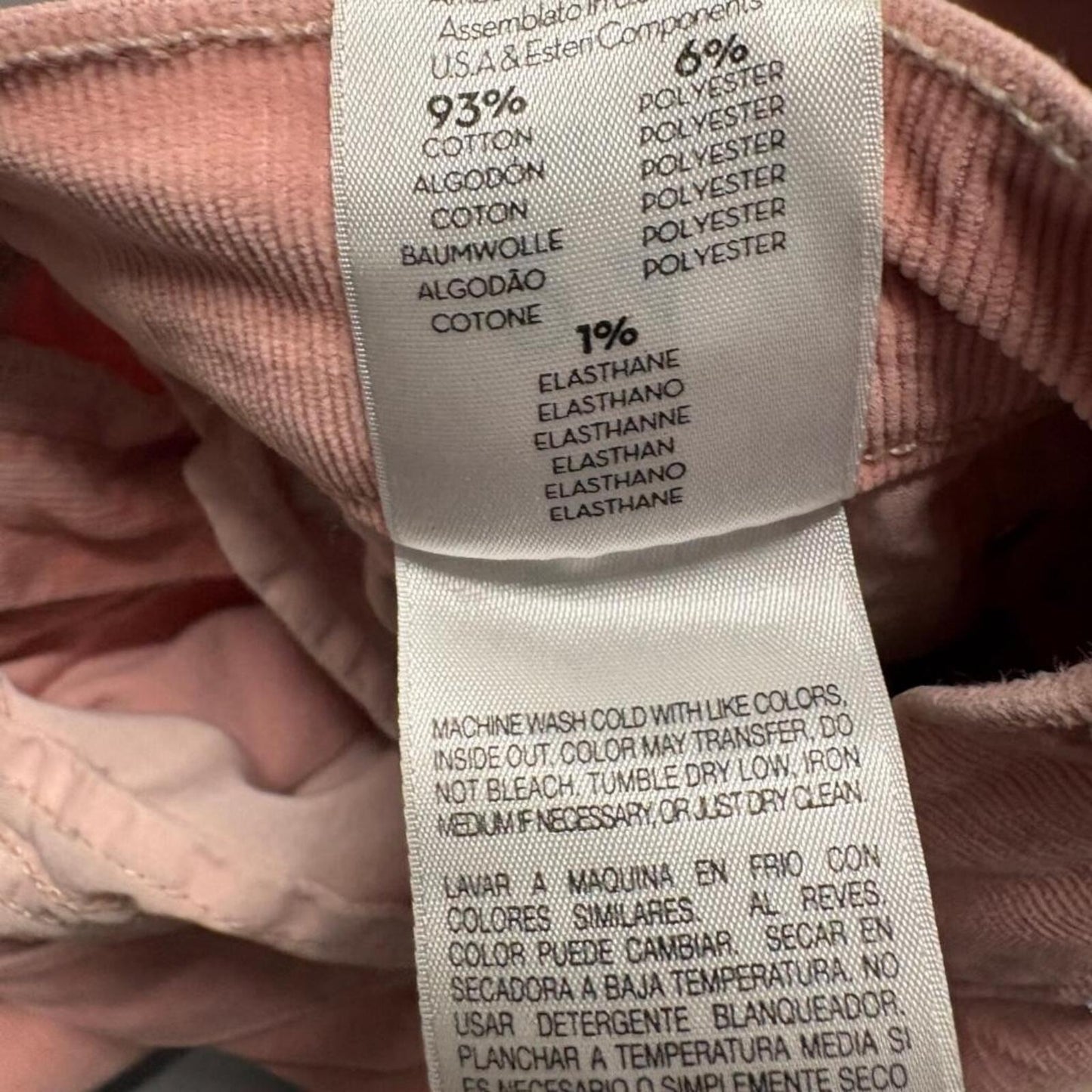 Mother Insider Crop Step Fray Corduroy Pants Womens 24 Pink Eraser Raw Hem