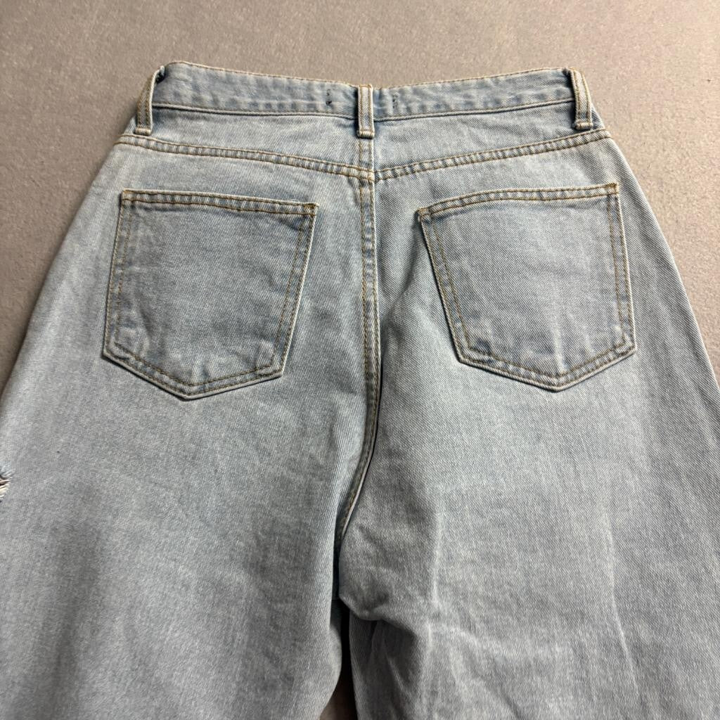 Conte De Jjoy Distressed Wide Leg Jeans Womens Size S Light Wash Denim Ripped