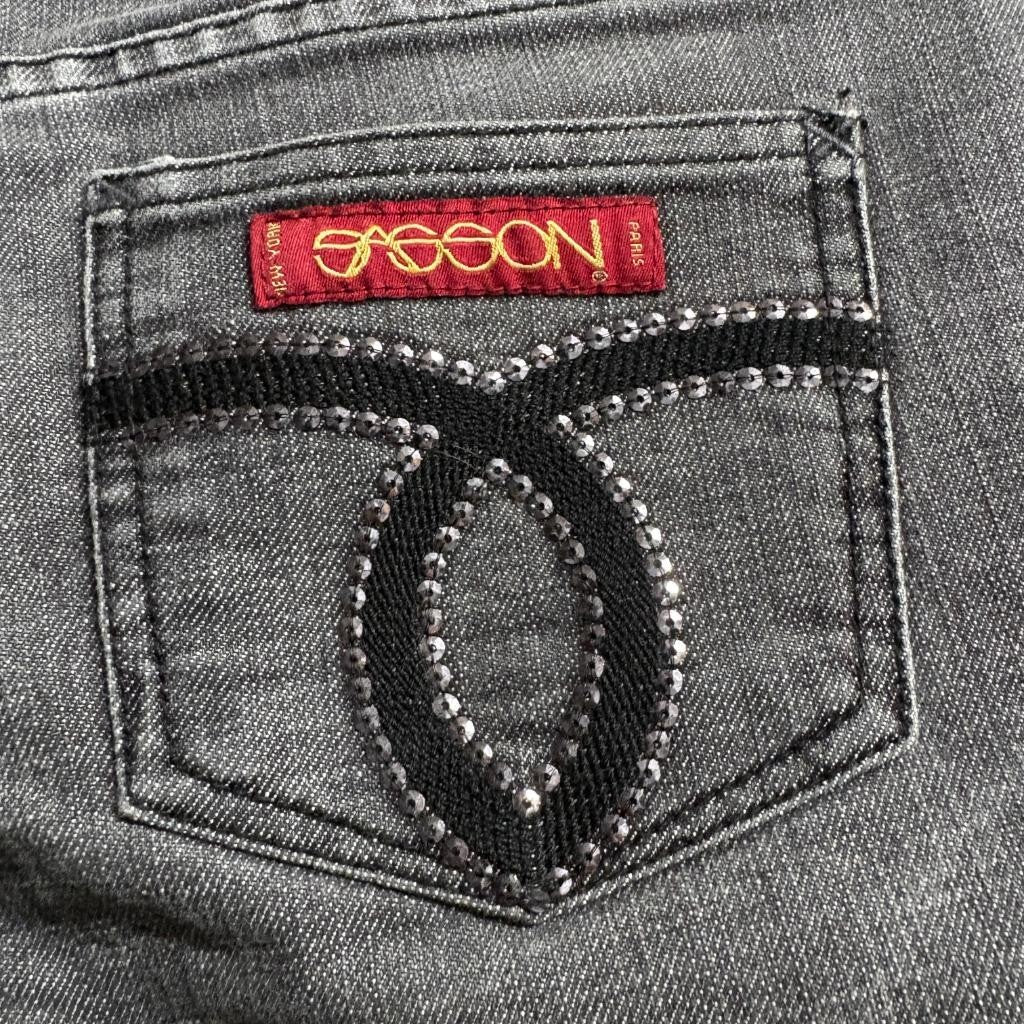 Sasson Skinny Leg Shuffle Jeans Womens Size 8 Gray Stretch Denim Sequin Pockets