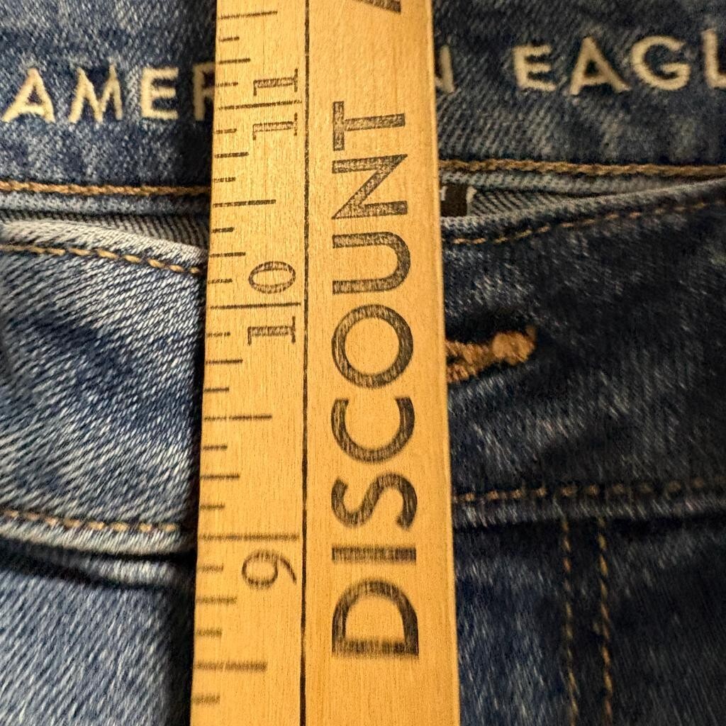 American Eagle Mom Jeans Womens Size 4 Long Blue Denim Stretch High Rise